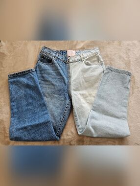 REVICE Two-Tone Blue Straight Leg Jeans with Wrap Around Zipper Size 30